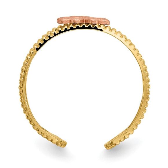 Two-tone Flower Toe Ring in 14 Karat Gold - Picture 2 of 6